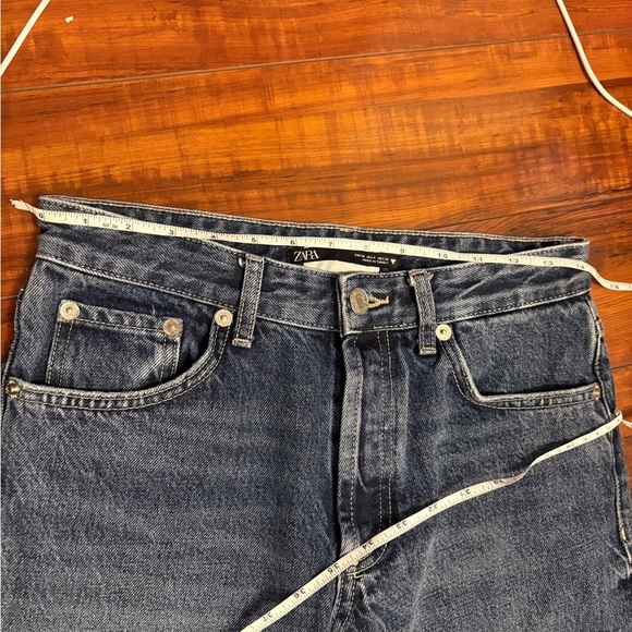ZARA +Denim Women’s Jeans Size 28 USA 4 Raw Hem Cropped Wide Leg Blue size 28 - Picture 11 of 15